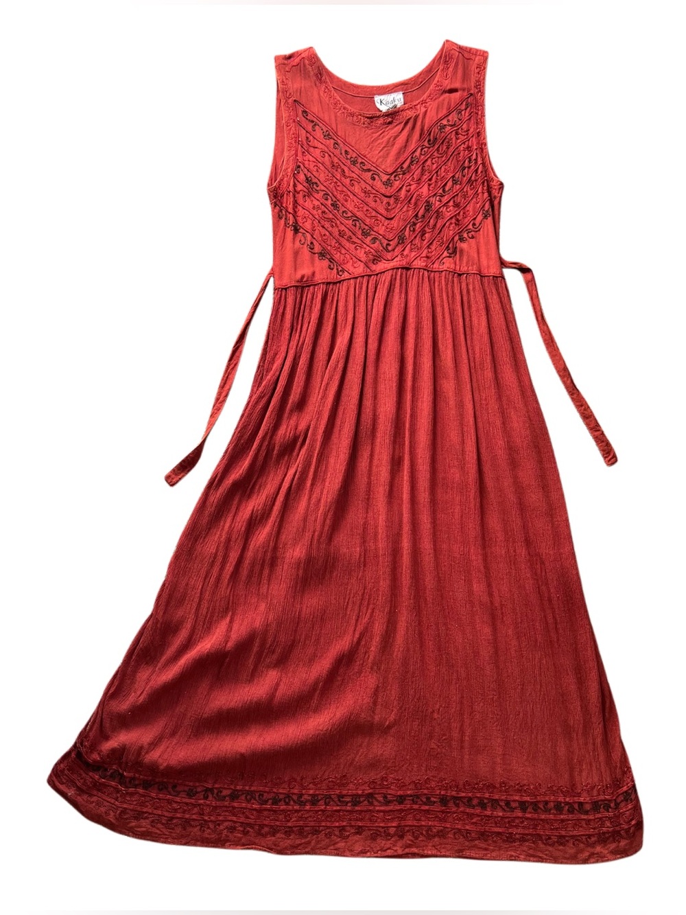 Vintage Boho Maroon Red Maxi Dress